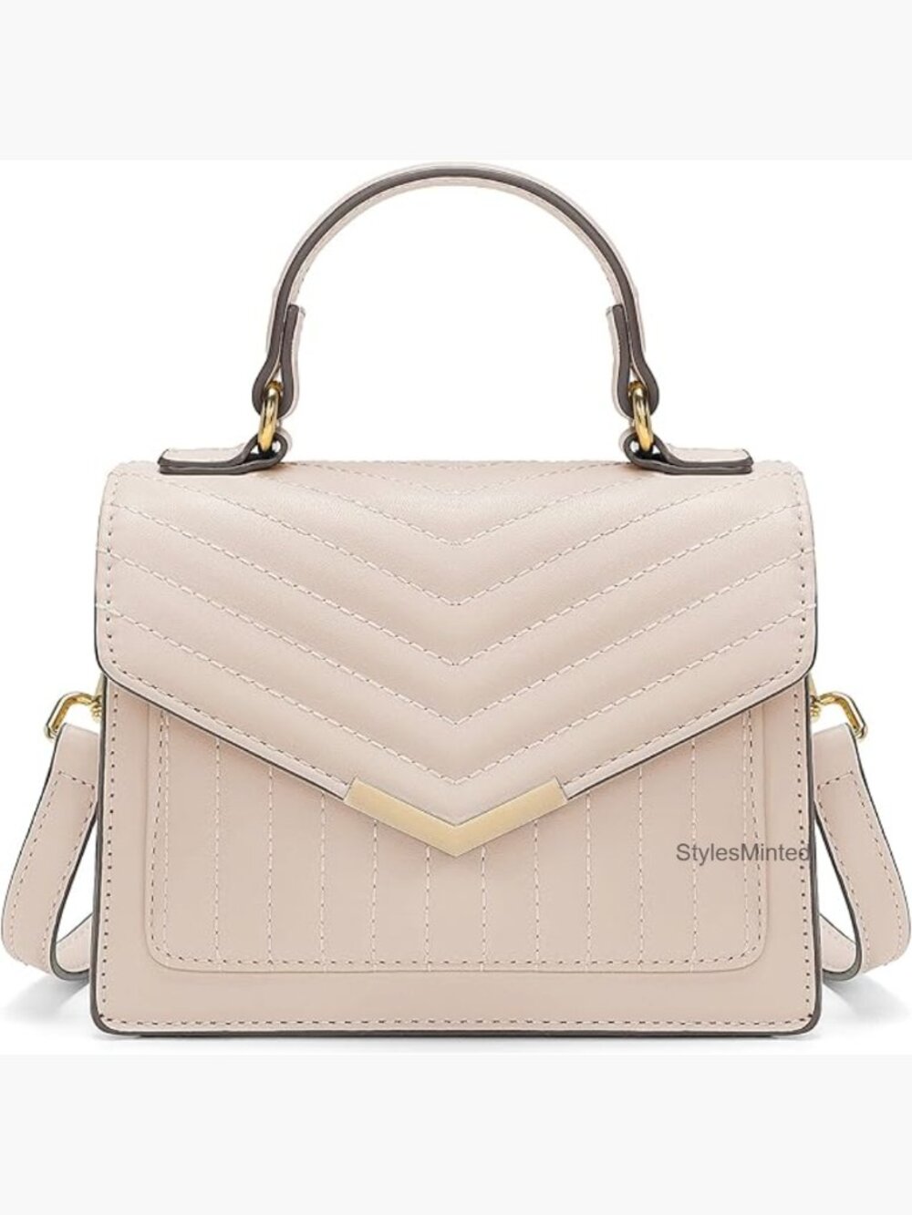 Quilted Top Handle Handbag Vegan Leather Crossbody Flap Shoulder Purse